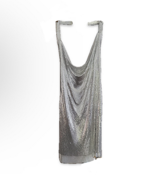 Y2K Paris Hilton Inspired Silver Dress