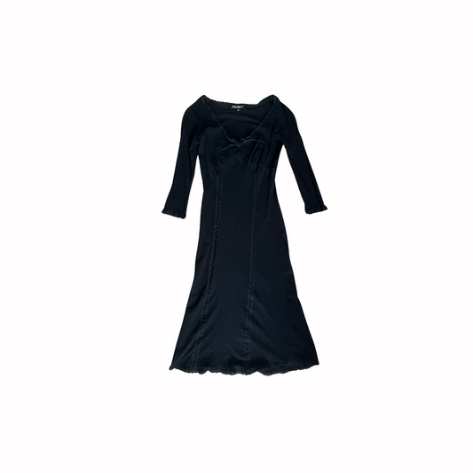 2000s Betsey Johnson Black Midi Dress